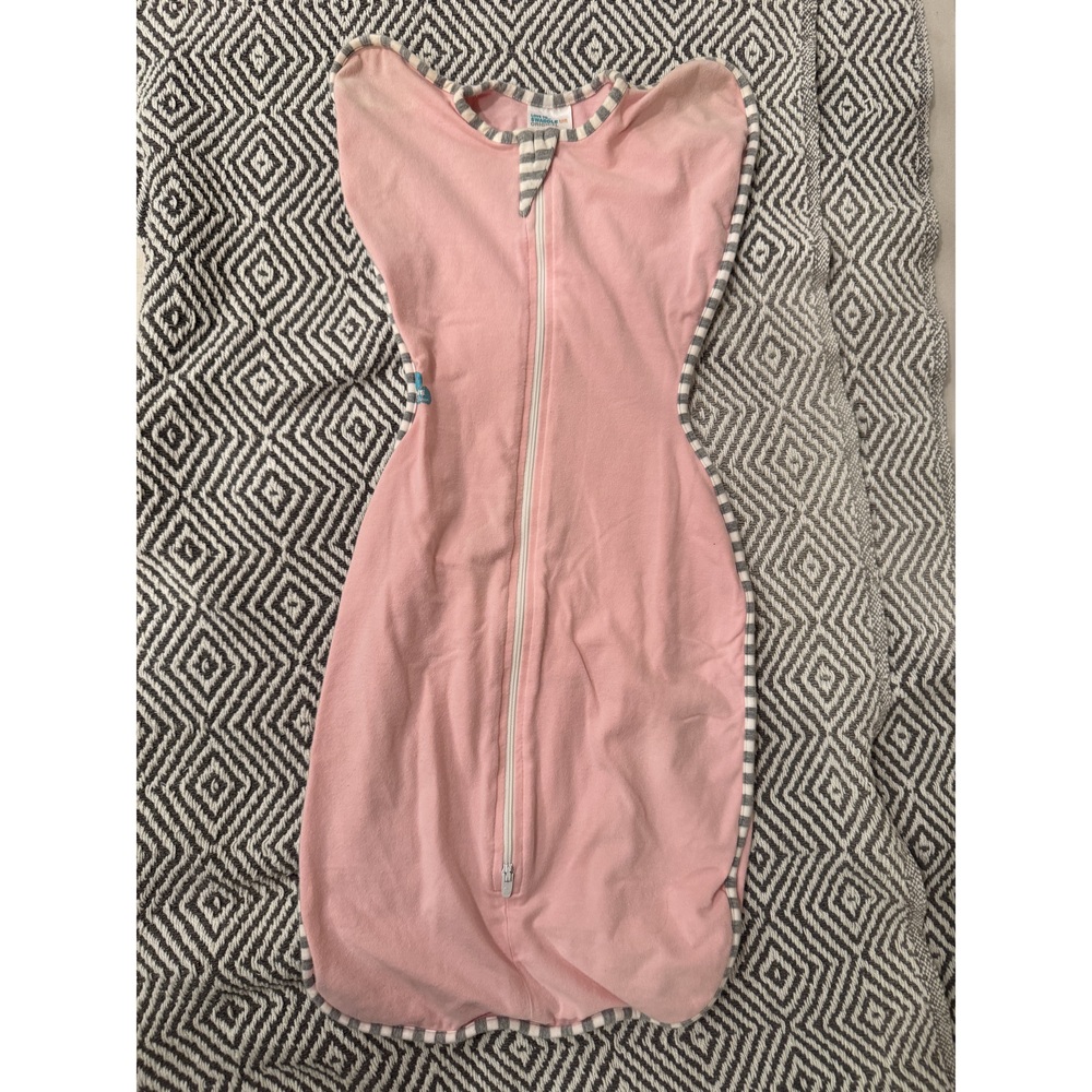 Love to dream Pink Swaddle Sack with Gray Stripe Trim